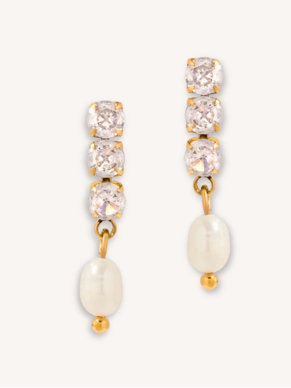 Waterproof and tarnish free cubic zirconia & Pearl Drop Earrings